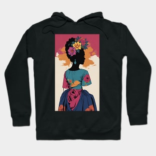 Frida's Vibrant Silhouette: Colorful Illustration Hoodie